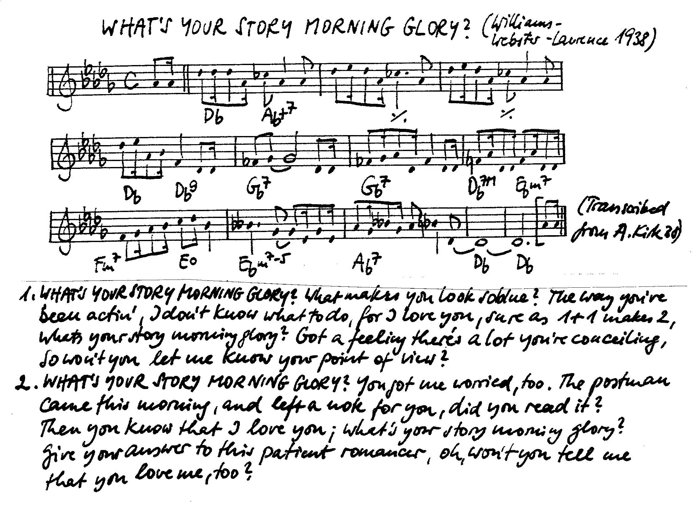 what's your story free jazz leadsheet - Courtesy of the Jungle Jazz Band